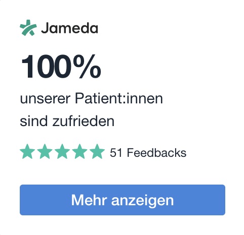 Jameda: 100 % der Patient:innen sind zufrieden, 5 Sterne bei 51 Feedbacks